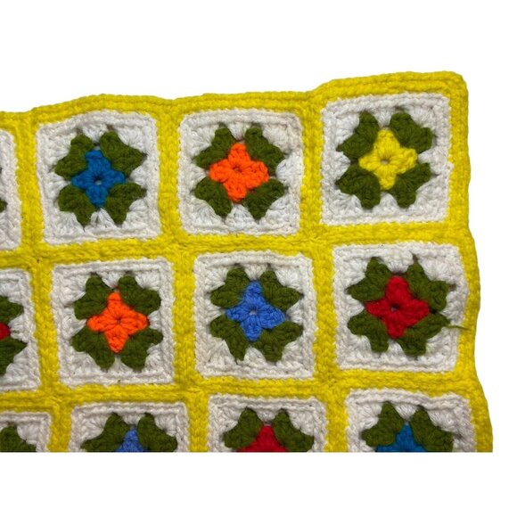 70's Crochet Granny Square Couch couch arm rest blanket 15" x 11" - Picture 2 of 6
